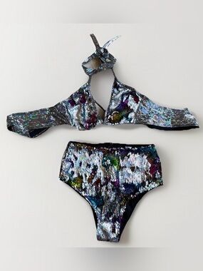 J Valentine Roma Sequin Rave Bikini Set M/L Large